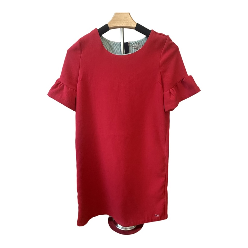 Vineyard Vines Puff Sleeve Red Dress Sz 12 EUC